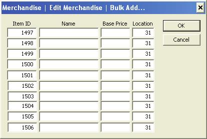 Add Bulk Add Bulk is similar to Add Like except that it allows you to add up to 10 new items using an existing item as a template.