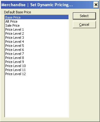 3.3 - Set Dynamic Pricing This menu item lets you activate or deactivate Alternate Item Pricing, as defined for each merchandise item under its setup.