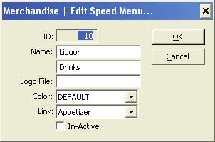 Edit This screen lets you modify the Speed Menu that is selected.