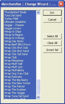 Verify / Select Items This window shows a list of all the items which match the Filter conditions defined.