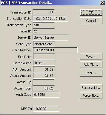 Tran Details This window shows the details of the electronic payment transaction selected in the Electronic Payment Transaction Query window.