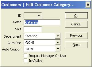 Edit This window lets you modify the currently highlighted Customer Category.