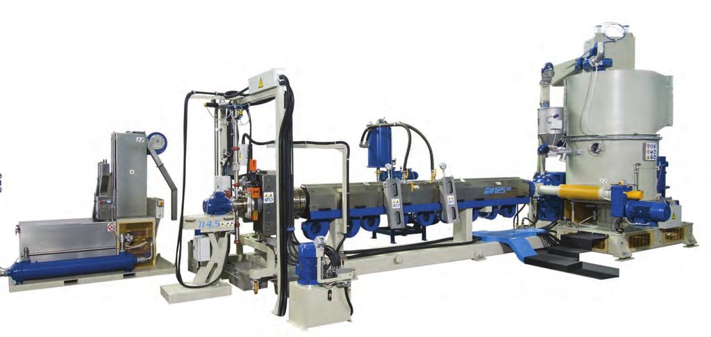 Lines for particular productions Lines for PET The lines for the PET recycling are generally composed of conveyor belt, cutter-compactor, extruder, screen changer and pelletizer.