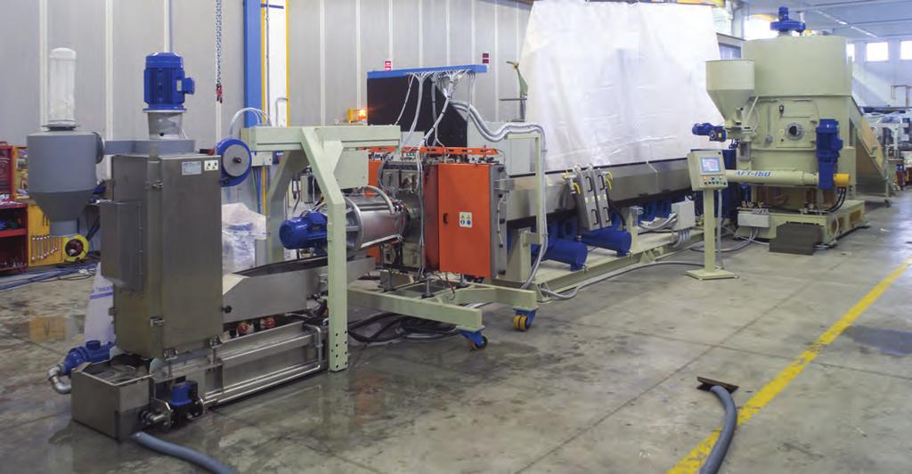 The typical composition of every line consists of the cutter-compactor, extruder, filter and pelletizer.