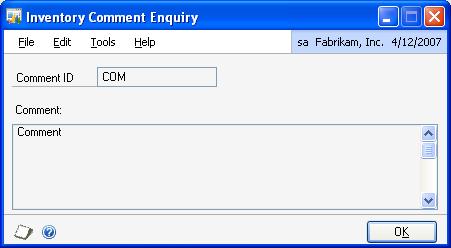 button) 2. The document type, To Site ID, transfer number, item number and item description default from the Inventory Transaction Enquiry window. 3.