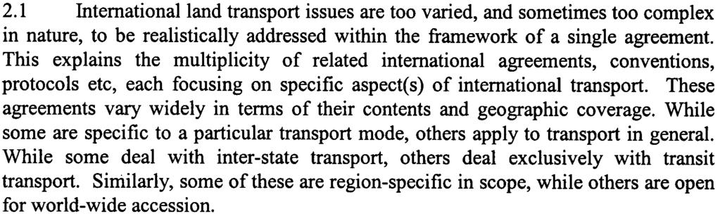 4 II. Issues in International Land Transport 2.