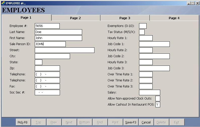 Defining Employees The first thing you should do is create an employee in the system. To do this, go to Restaurant System Manager Functions Define Employees Add.
