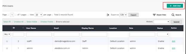 (2) Click Filters to search user information.