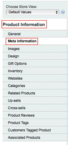 Search Engine Optimization This part is in the section Meta