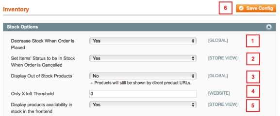 (1) Decrease Stock When Order is Placed: Select Yes in the dropdown list to adjust the quantity on hand when an order is placed.