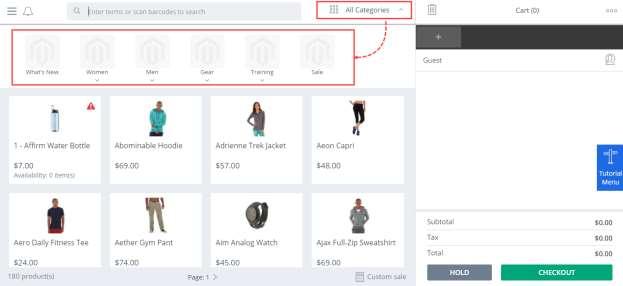 Using Categories Click on All Categories to search products in system.