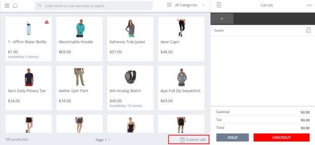 5.2.4.3. Add a Custom Sale Item to Cart Custom sale item is a item that Web POS user creates when checkout.