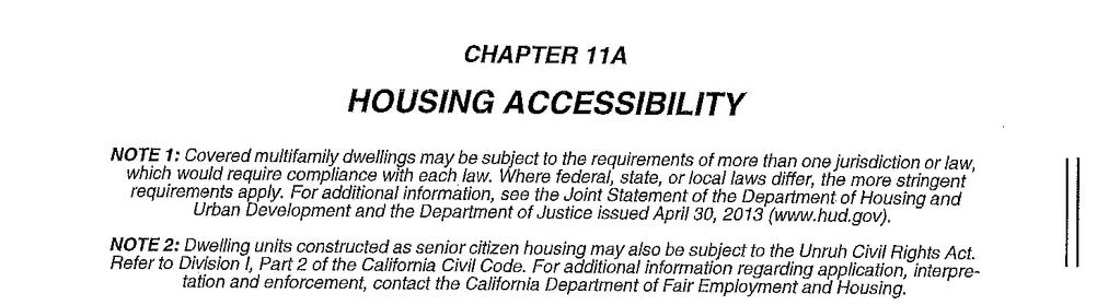 CHAPTER 11A Section 1101A NR-Added language to reflect that multi-family dwellings may be subject to more than one jurisdiction and more than one set of regulations.