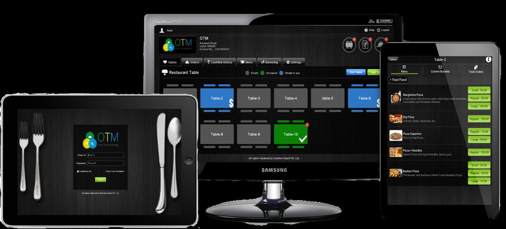 OTM System - Order, Track & Manage OTM System encourages restaurants and cafes to go paper less, by tracking and managing orders using OTM Apps & Web portal for Kitchen, Waiter and Manager.