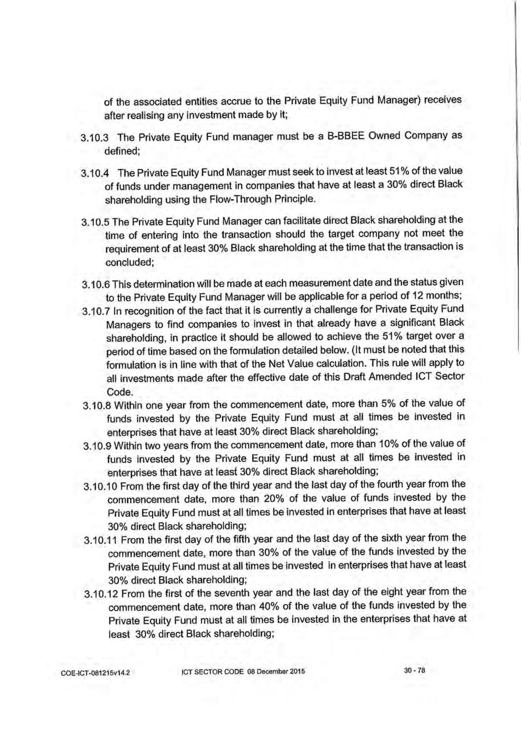 34 No. 39758 GOVERNMENT GAZETTE, 29 FEBRUARY 2016 of the associated entities accrue to the Private Equity Fund Manager) receives after realising any investment made by it; 3.10.