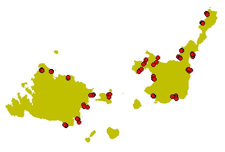 Study area 104 study sites in the Ryukyu Islands Sampling periods Sep. to Oct.