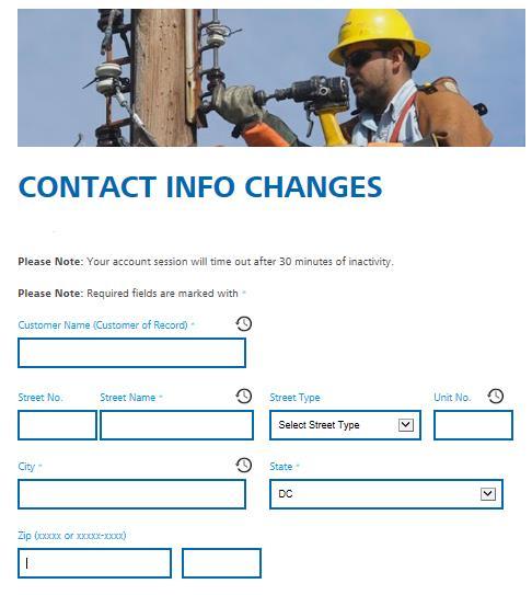 Process for Submitting Application Changes The Contact Info Changes screen presents a form with fields available for changing