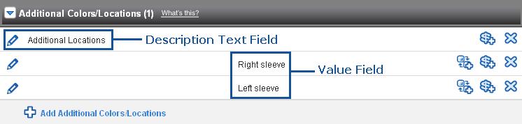 Add Imprint Size Pop out window TIP: Imprint Size can be a secondary value under another feature/option Additional Colors/Locations This field