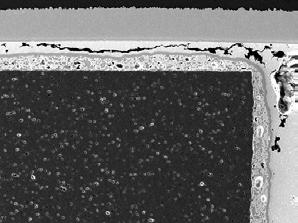 The cross-sections were characterized by scanning electron microscopy (SEM) using a JEOL JSM 840 instrument operated at an accelerating voltage of 20 kv. All samples were imaged as polished.