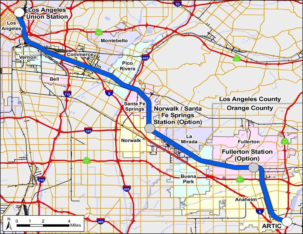 L o s A n g e l e s t o A n a h e i m S t u d y A r e a Parallels the existing Los Angeles-San Diego (LOSSAN) Passenger Rail Corridor 2005 Statewide Level EIR/EIS Grade separations at rail