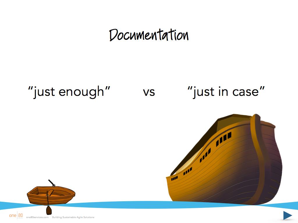 Documentation Agile core values ask us to think about how much and which kinds of documents are needed and when they need to be written.