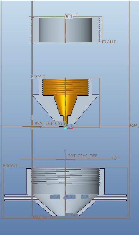 The inner part is the laser nozzle and it has the same dimensions as the existing laser nozzle. Then the nozzle was checked for its dimensions and it is well within the specified limits.