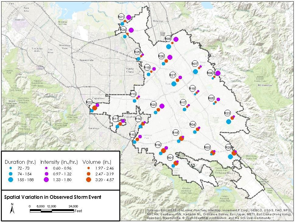 Spatial Variability in Observed Rainfall 10 City of San Jose Citywide