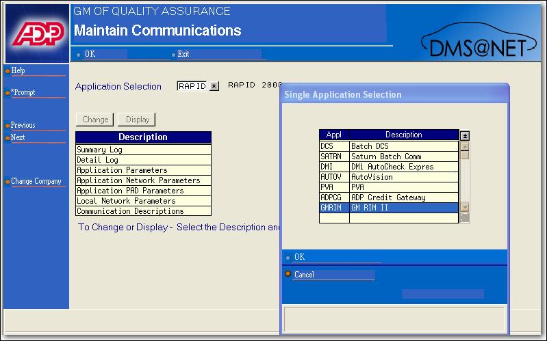 Maintain Communications Use this option to display the status of each communications session with the ADP server.