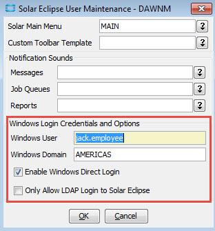 Eclipse Release 9.0 Feature Summary Rel. 9.0 Windows Login Authentication Customer Request "I would like to be able to log in to my computer and let that be my login for Solar, so I don't have to remember two passwords.