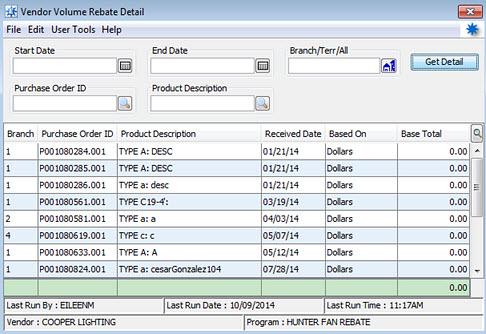 Rel. 9.0 Release 9.0 Drilling into Item Details The new Rebate Detail display provides the individual product purchase data by line item that make up the summary for the Rebate Summary window.