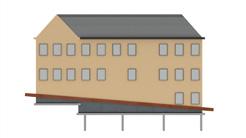 (Figure 24) Where sloping sites require extensive brickwork below ground level, movement joints should be taken 600 to 1000mm below ground level. (Figure 25).