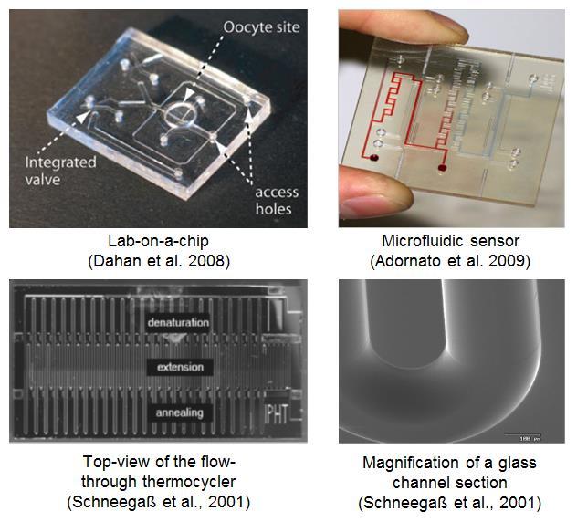 due to its low fracture toughness. Conventional cutting results in fractured surfaces and subsurface damage. Figure 1.1. Examples of lab-on-a-chip products.