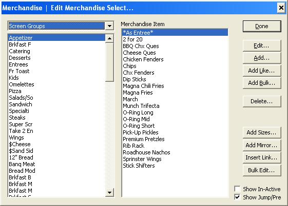 3.1 - Merchandise This window allows you to view, add, modify, or delete your Merchandise Items.