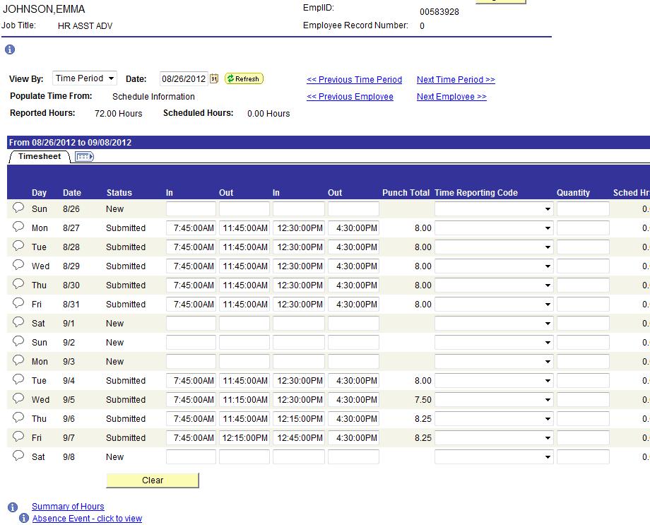 Legal Holidays Legal holidays are automatically generated for each State paid legal holiday even though they do not appear on the time sheet. Monday, September 3 was Labor Day.