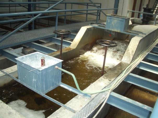 the treatment plant until the turbidity is reduced. Figure 3: Chlorine dosing tank with mixer Figure 4: Alum dosing tank with mixer 2.