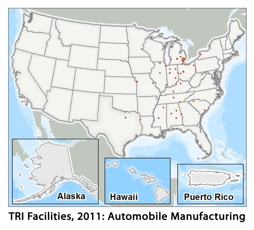 Industry Sector Profile: Automobile Manufacturing Automobile Manufacturing Quick Facts for 2011 Number of TRI Facilities: 49 Facilities Reporting Newly Implemented Source Reduction Activities: 4