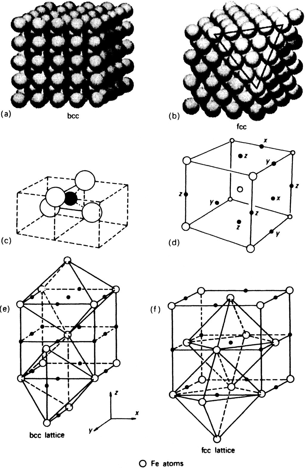 Ch01-H8084.tex 5/5/2006 12: 15 Page 6 6 CHAPTER 1 IRON AND ITS INTERSTITIAL SOLID SOLUTIONS Fig. 1.4 (a) bcc structure, (b) fcc structure (Moffat, Pearsall and Wulff,The Structure and Properties of Materials: Vol.