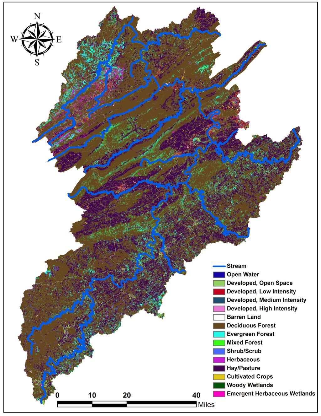 2.1.1 Topography and Vegetation The New River watershed lies in a mountainous region of the Allegheny Plateau, a region which has been deeply dissected by the New, Greenbrier and Bluestone Rivers.