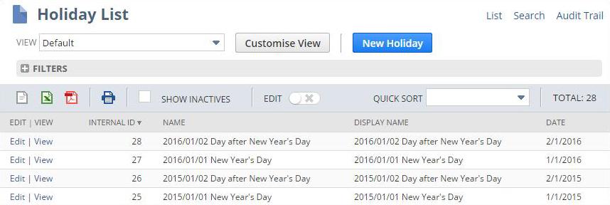 Japanese Item Detail Statement 359 Creating Japanese Holiday Records Holiday records are custom records used to validate the payment due date on invoices.