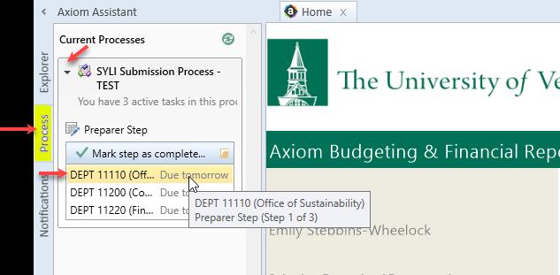 Every time you save a Plan File, a Process Action pop-up window will appear, asking if you are ready to advance the file to the next process step.