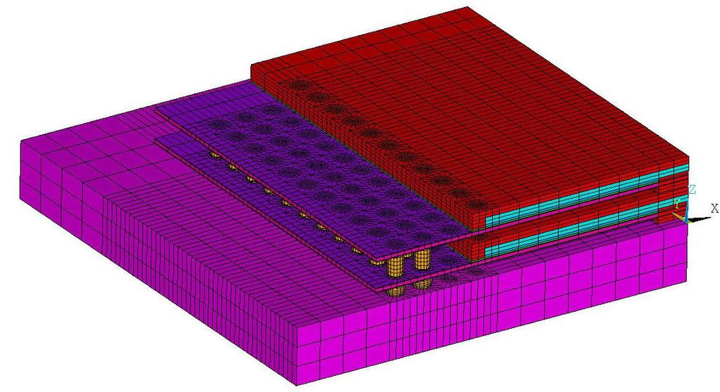 Figure 15: FE mesh for the Pre-bump configuration 3.1 Simulation of Basic Configurations The SJR evaluation is firstly done for the three basic stacking configurations as shown in Figure 4.