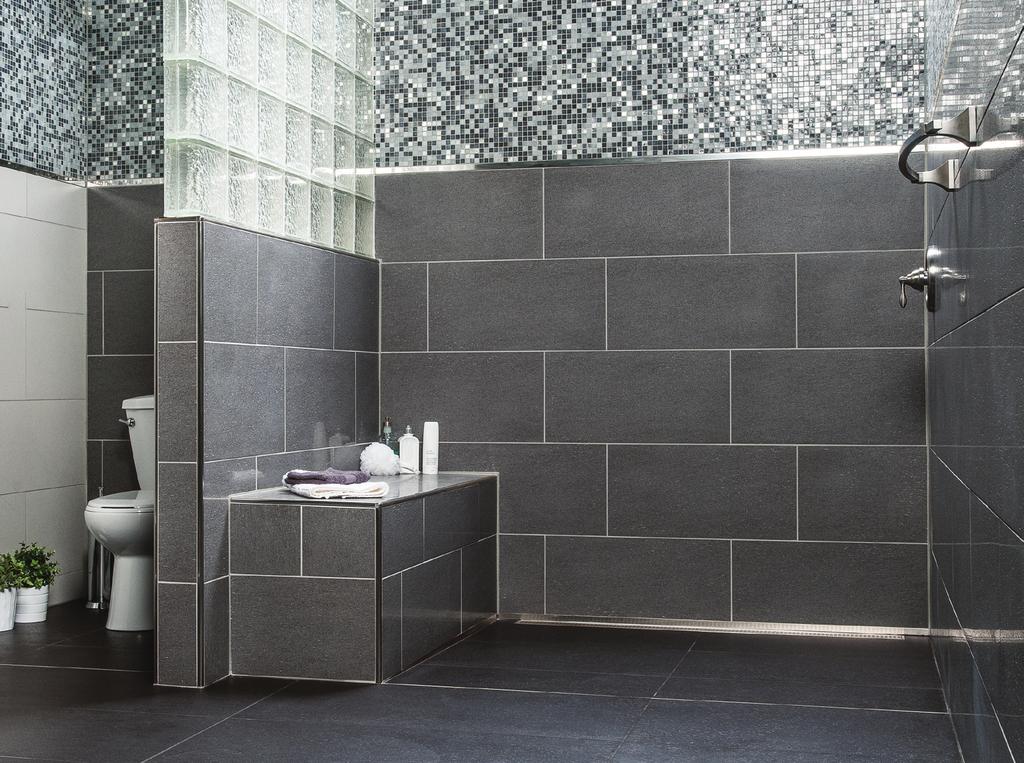 shower corners and along the bench to create a seamless