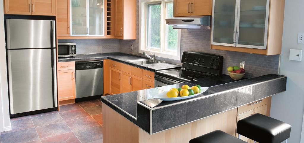 RONDEC-CT double-rail countertop edging profile applied to