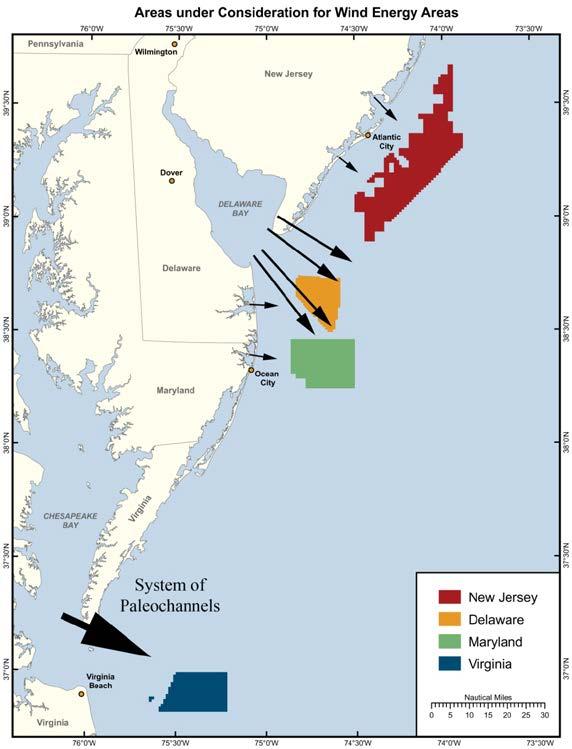 Defining the Mid-Atlantic region = MD, DE, NJ Wind Energy Areas NJ, MD are active NJ baseline studies Fishermen s Energy MD