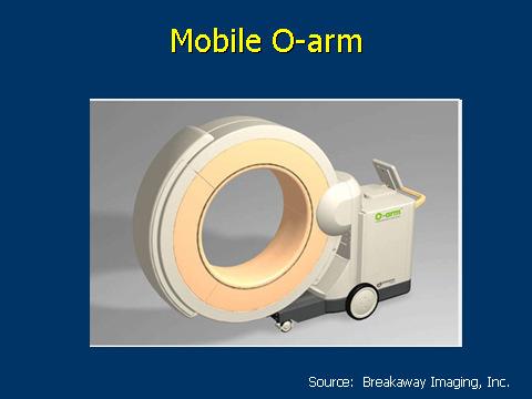 A fluoroscopy unit called the "O-arm" allows for conventional fluoroscopic imaging but also can acquire computed tomographic images for use in invasive procedures.
