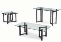 Table Natural/Silver 48 L x 24 D x 17 H Princeton Tables End Table Clear Glass/Black 21 L x 22 D x 21 H