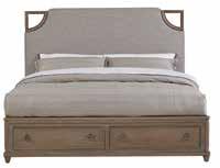 14, 16, 17 UPHOLSTERED BED 696-13-42 Queen in Truffle, Scone Fabric 696-63-42 Queen in Truffle, Cinder Fabric W 65 1/2 L 86 H 61 1/2