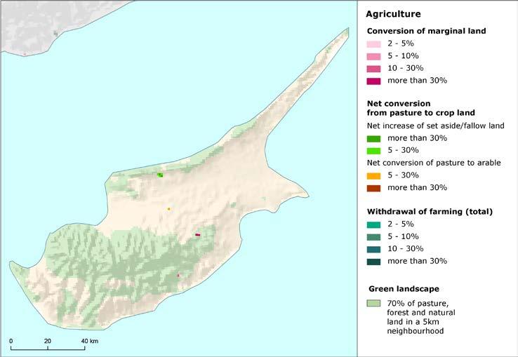 Agriculture () Slowdown of agricultural conversions Development of agricultural land in Cyprus shows rapid decrease of intensity, compared to previous period.