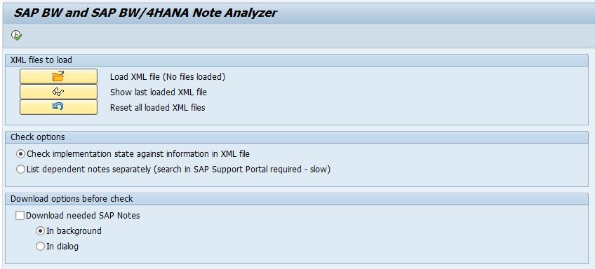 3 Using SAP BW Note Analyzer 3.1 Prerequisites You have created the program Z_SAP_BW_NOTE_ANALYZER. You have configured the remote function call (RFC) connection to SAP. 3.2 Procedure As an example, we show how the Note Analyzer is used to update the tools for converting a system from SAP BW to SAP BW/4HANA.
