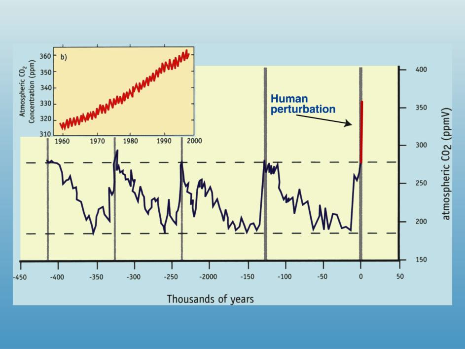 1 36 Atmospheric CO 2 Concentrations are increasing Ice Core Data Showing Changes in Atmospheric CO 2 Concentrations CO 2 concentration (ppm) 35 34